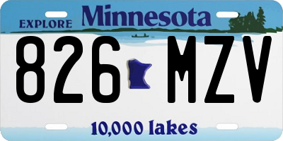 MN license plate 826MZV