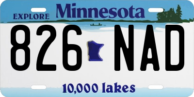 MN license plate 826NAD