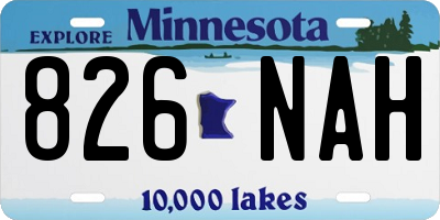 MN license plate 826NAH