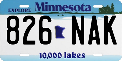 MN license plate 826NAK
