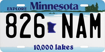 MN license plate 826NAM
