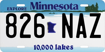 MN license plate 826NAZ