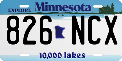 MN license plate 826NCX