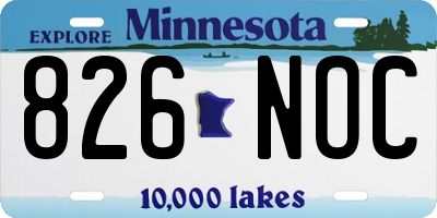 MN license plate 826NOC