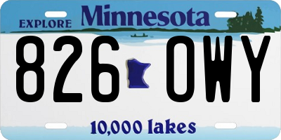 MN license plate 826OWY