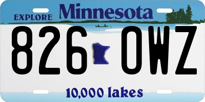 MN license plate 826OWZ