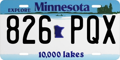 MN license plate 826PQX