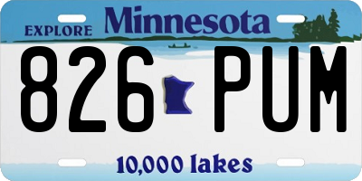 MN license plate 826PUM