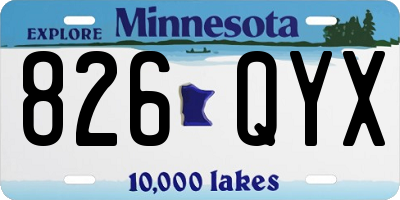 MN license plate 826QYX