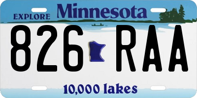MN license plate 826RAA