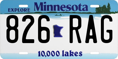 MN license plate 826RAG