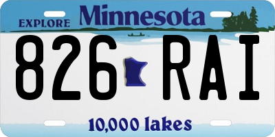 MN license plate 826RAI