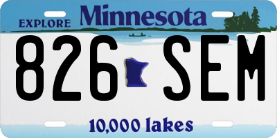 MN license plate 826SEM
