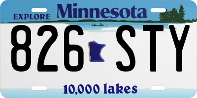 MN license plate 826STY