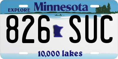 MN license plate 826SUC