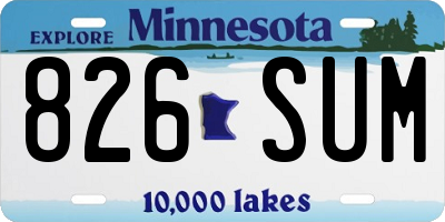 MN license plate 826SUM