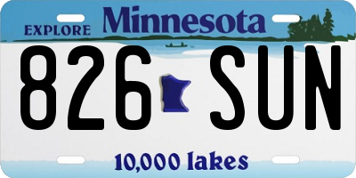 MN license plate 826SUN
