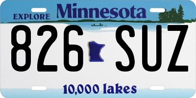 MN license plate 826SUZ