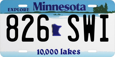 MN license plate 826SWI