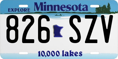 MN license plate 826SZV