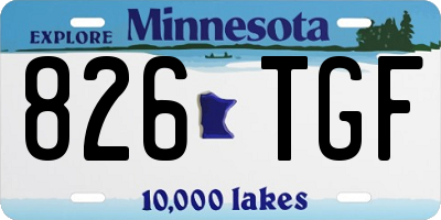 MN license plate 826TGF