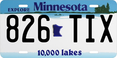 MN license plate 826TIX