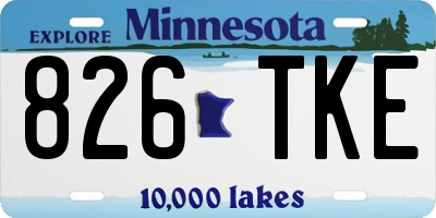 MN license plate 826TKE