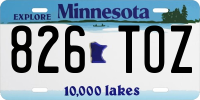 MN license plate 826TOZ