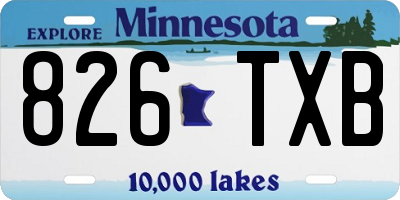 MN license plate 826TXB