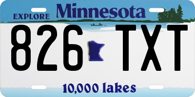 MN license plate 826TXT