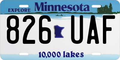 MN license plate 826UAF