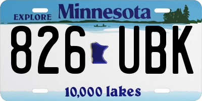MN license plate 826UBK