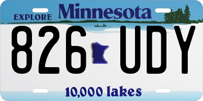 MN license plate 826UDY