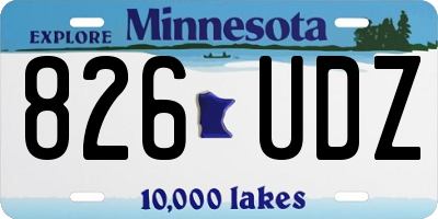 MN license plate 826UDZ