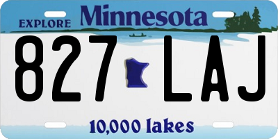 MN license plate 827LAJ