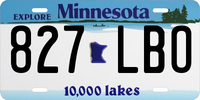 MN license plate 827LBO