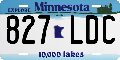 MN license plate 827LDC