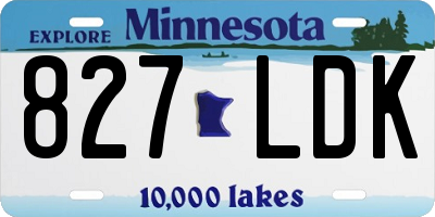 MN license plate 827LDK