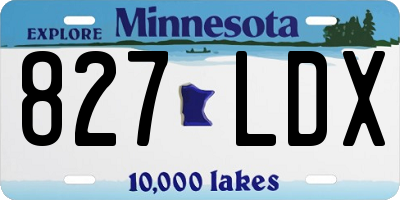 MN license plate 827LDX