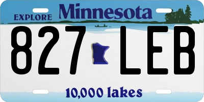 MN license plate 827LEB