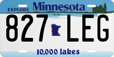 MN license plate 827LEG