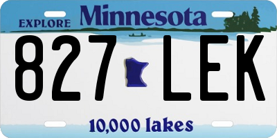 MN license plate 827LEK
