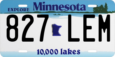 MN license plate 827LEM