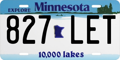 MN license plate 827LET