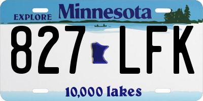 MN license plate 827LFK