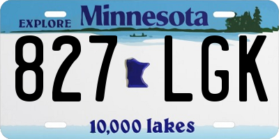 MN license plate 827LGK