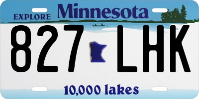 MN license plate 827LHK