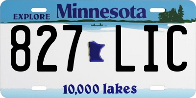 MN license plate 827LIC