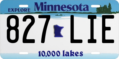 MN license plate 827LIE