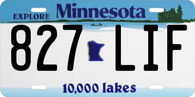MN license plate 827LIF